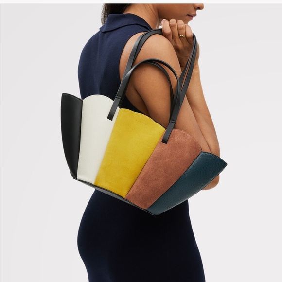 RADLEY LONDON Handbags - RADLEY LONDON Multi-Panel Colorblock Tote in Black, White, Yellow, Brown & Teal